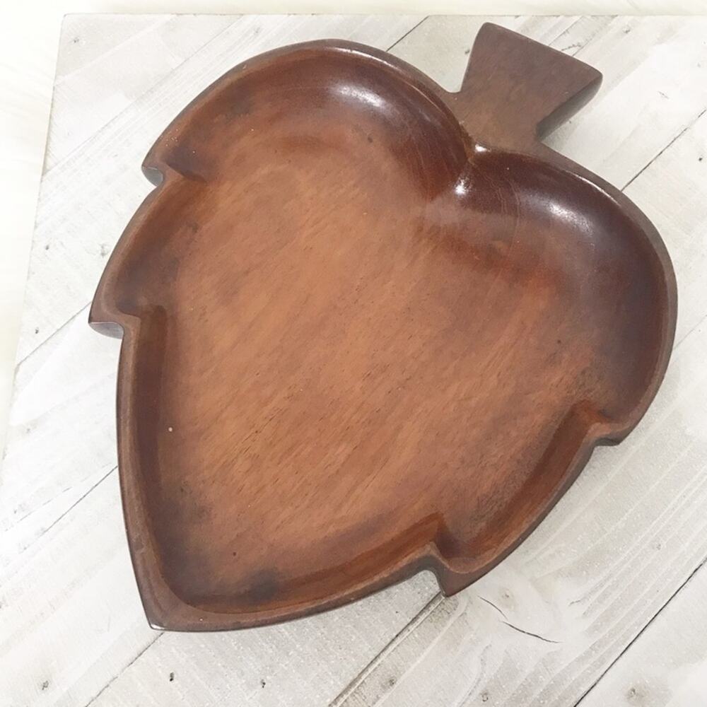 Vintage Wooden Leaf Catch All Dish